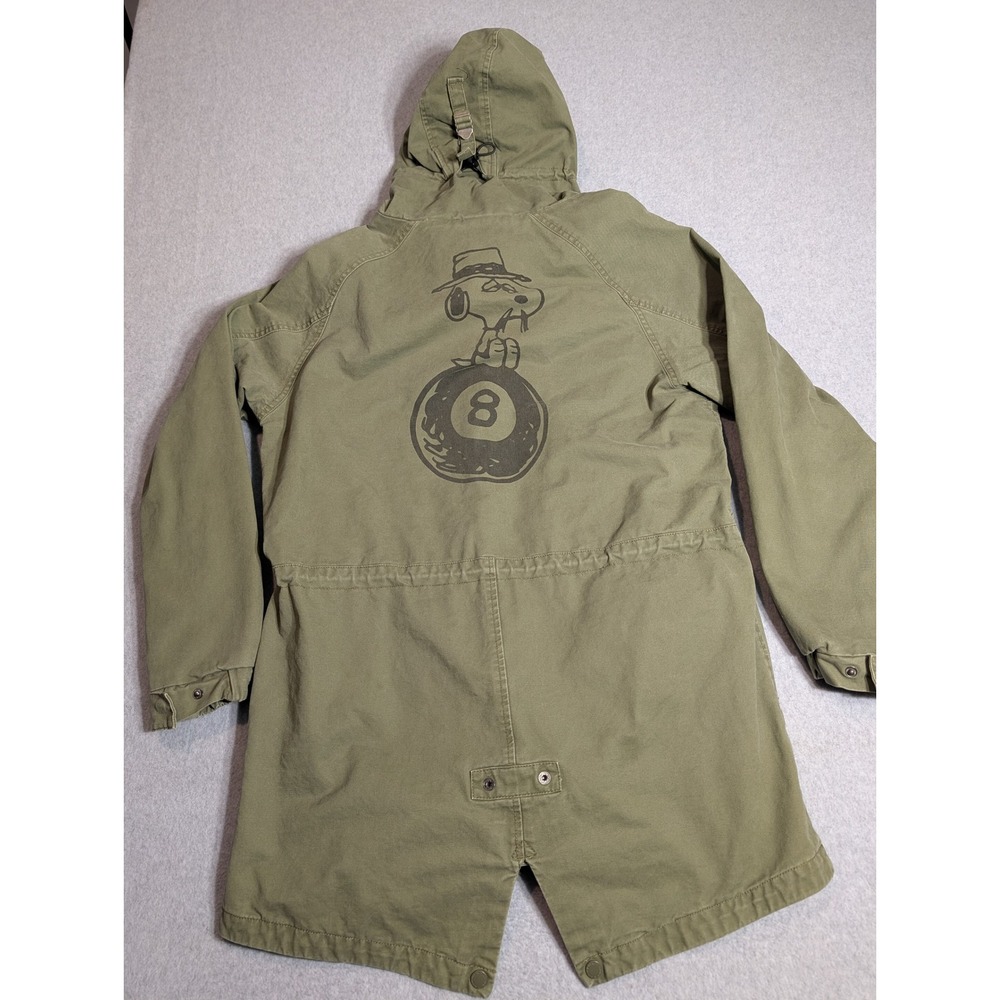 HUF x Peanuts Snoopy Fishtail Parka Jacket Olive Green Mens Large - Picture 16 of 16